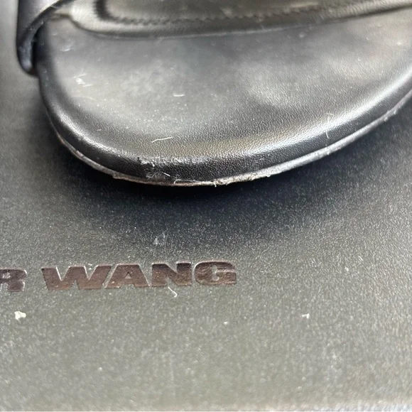 Alexander Wang Abby Cut Out Sandals, Black Leather Silver Hardware, Size 38/7.5 - Picture 7 of 13